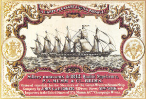 Advertisement for a navigation company. A sailing ship from 1802