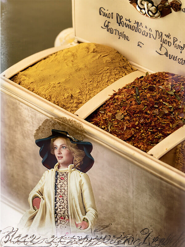 British Victorian lady with spices 1800's